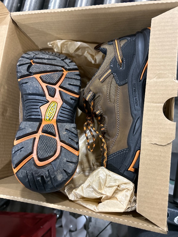 Photo 1 of KEEN Utility Men's Braddock Low Soft Toe Work Shoe, Cascade/Orange Ochre, 8.5 Medium US