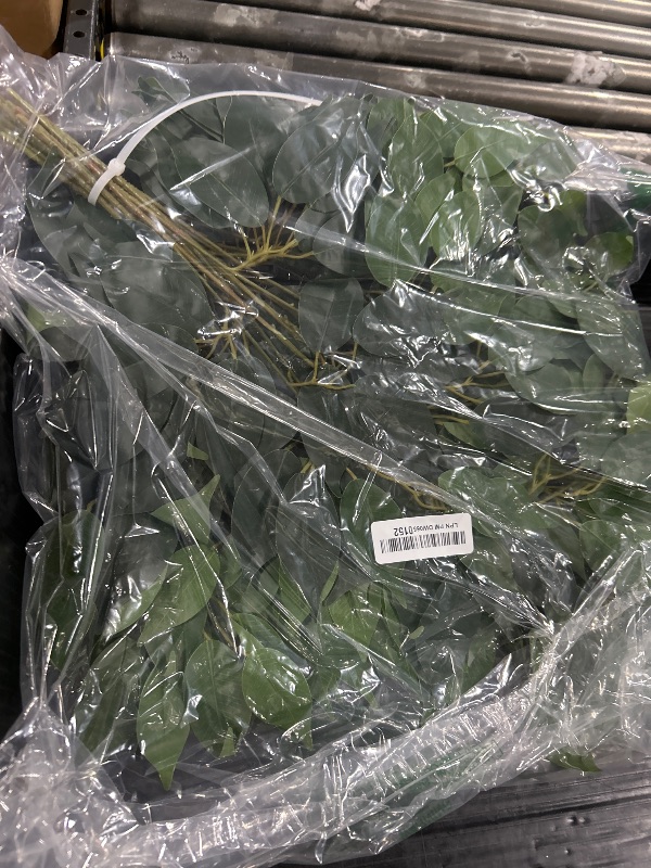 Photo 1 of 12PCS Ficus Leaves Artificial Branches 24" Faux Ficus Greenery Tree Branches Fake Ficus Leaves Sprays for Tree DIY Arch Wedding Wall Decor - Green