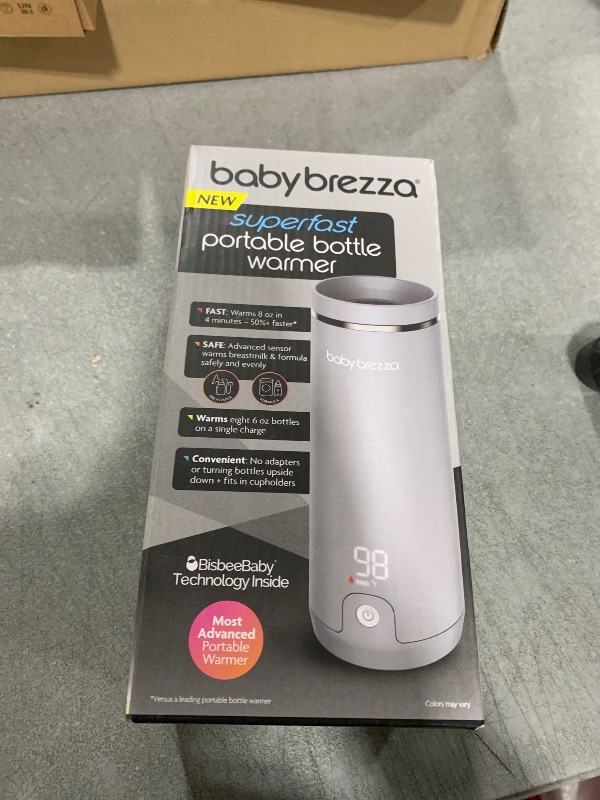 Photo 1 of Baby Brezza Superfast Portable Baby Bottle Warmer – 67% Faster - Travel Breastmilk Warmer and Formula Warmer - Safe, Even Heating - Up to 9oz - No Adapters, Grey
