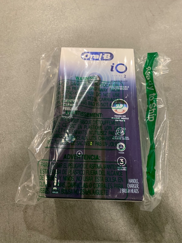 Photo 1 of Oral-B iO Series 2 Rechargeable Electric Powered Toothbrush Starter Kit, Night Black with 2 Brush Heads - Automatic Pressure Sensor to Protect Gums - 3 Modes - 2 Min Timer