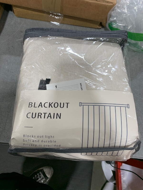 Photo 1 of 100% Blackout Shield Linen Blackout Curtains for Bedroom 84 Inches Long, Back Tab/Rod Pocket Living Room Drapes, Thermal Insulated Blackout Curtains 2 Panels Set, 50" W x 84" L, Cream