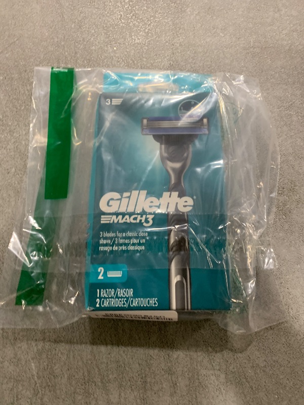 Photo 1 of Gillette Mach3 Razor for Men, 1 Razor Handle + 2 Blade Refills
