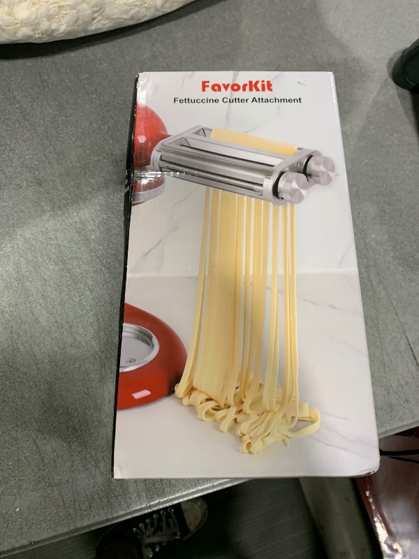 Photo 1 of FavorKit Pasta Maker Attachment 3 in 1 Set for KitchenAid Mixers Plus Hub Knob Screw Accessory Included Dough Sheet Roller, Spaghetti & Fettuccine Cutters and Cleaning Brush