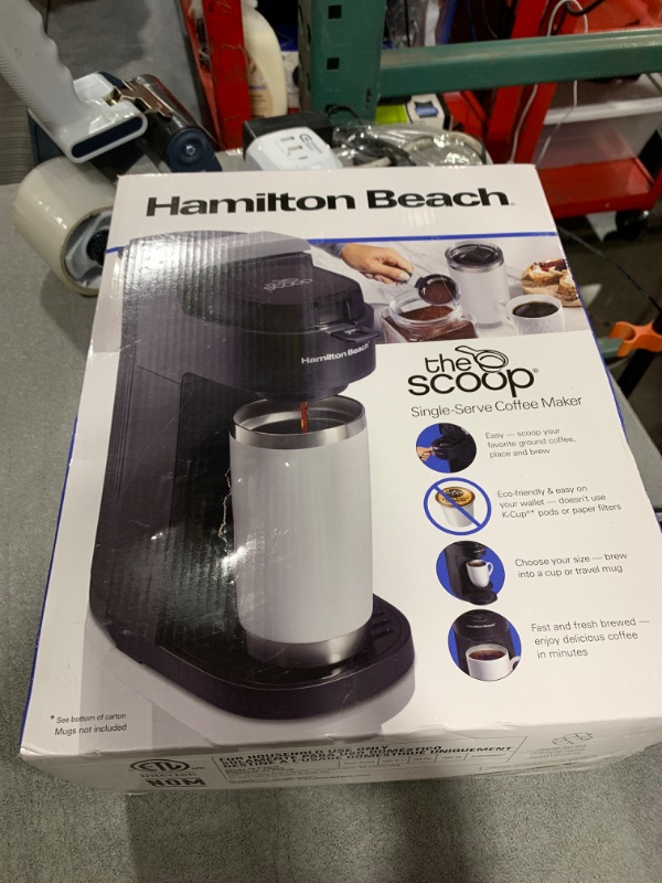 Photo 1 of Hamilton Beach The Scoop Single Serve Coffee Maker & Fast Grounds Brewer for 8-14oz. Cups, Brews in Minutes, Black (47620), Next Gen