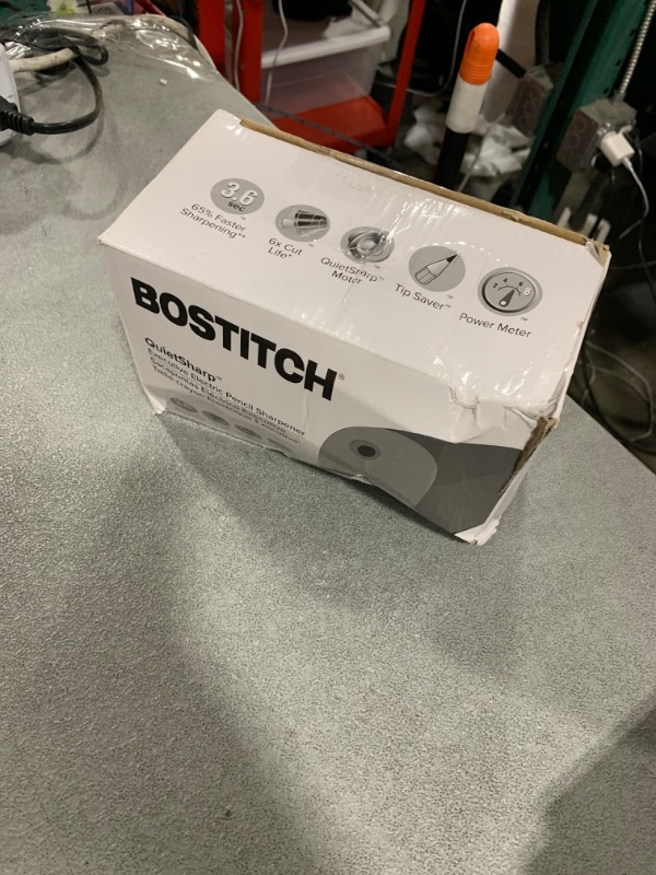 Photo 1 of Bostitch Office QuietSharp Executive Heavy Duty Electric Pencil Sharpener for 65% Faster Sharpening and 6X Longer Cutter Life - Colored Pencil Compatible, Silver Chrome