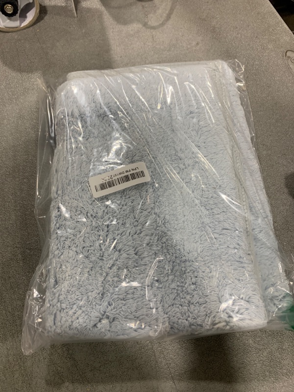 Photo 1 of Jean Pierre New York Lydia Border 100% Cotton Bath Mat - Non-Slip Bath Rug - Light Blue - 17"x24"