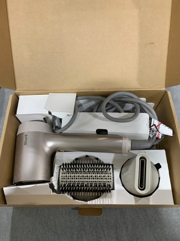 Photo 1 of Shark HD112BRN Hair Blow Dryer HyperAIR Ionic Hair Dryer with 2-in-1 Concentrator and Styling Attachments, Auto Presets, Rotatable Hot Air Brush, No Heat Damage, Ionic, Stone