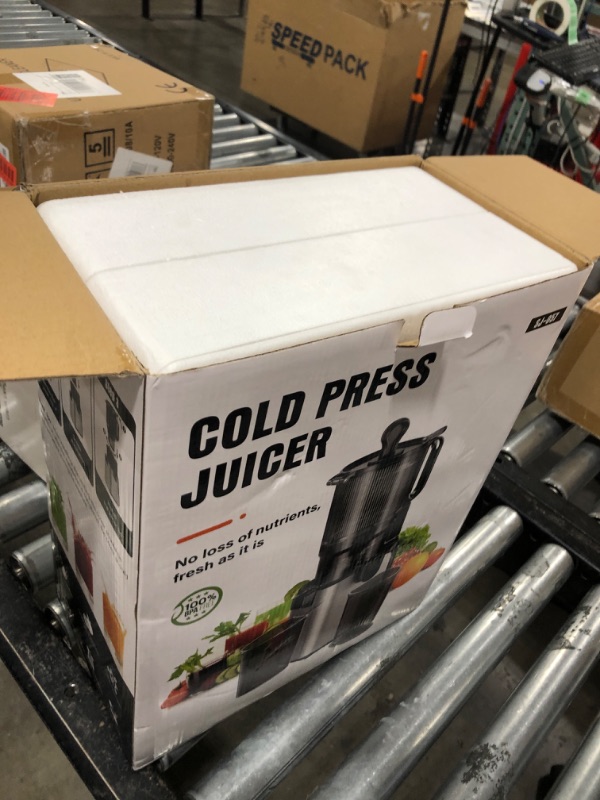 Photo 1 of Juicer Machines with 5.8" Extra Large Feed Chute, Cold Press Juicer Fit Whole Vegetables and Fruits, 350W Professional Masticating Juicer Easy to Clean for Batch Juicing (Silver)
