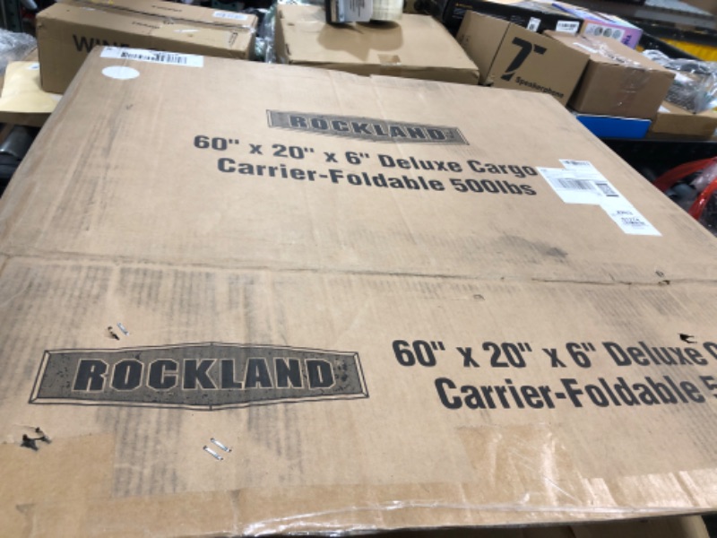 Photo 1 of Rockland Steel Folding Hitch Mount Cargo Carrier, 60" x 20" x 6", 500 LBS Capacity, Heavy Duty Trailer Hitch Cargo Carrier, Foldable Hitch Rack Basket, Fits 2" Receiver for Cars SUVs Vans Trailers