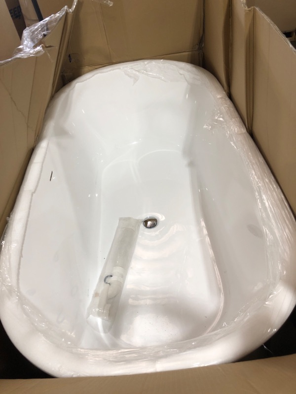 Photo 1 of ANZZI Freestanding Tub 67", Acrylic Flatbottom Freestanding Bathtub in White, Chand Series (FT-AZ098)