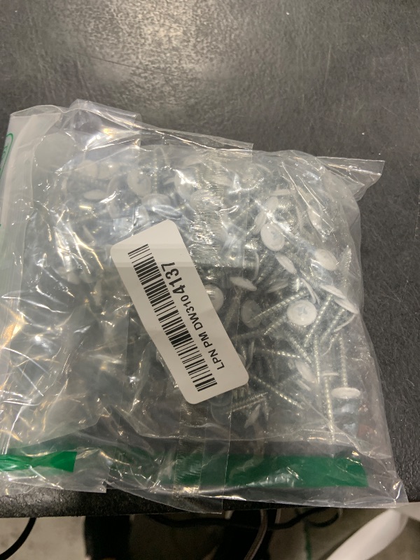 Photo 1 of #8 x 1 (200 PCS) White Head Modified Truss Head Wood Screws, Phillips Drive Fast Metal Self Tapping Screws, Carbon Steel, Full Thread, Screwdriver Bit Included