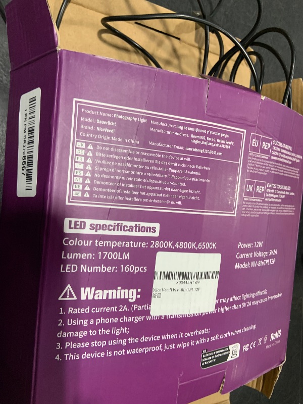 Photo 1 of NiceVeedi LED Photography Lighting Kit, 2-Pack 8” Portable Video Light with Adjustable Tripod Stand, 2800K-6500K Dimmable Softlight Studio Light for Zoom, Game Streaming, YouTube