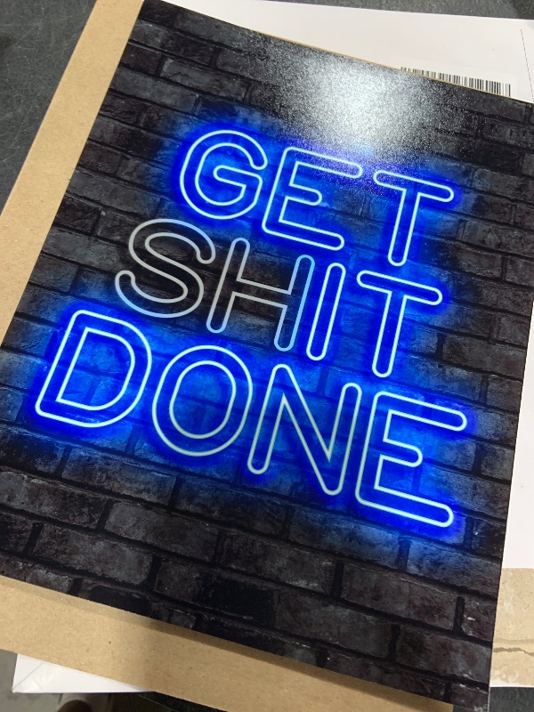 Photo 1 of Poster Master Get S*** Done Print - Motivational Poster - Trendy & Neon Art - Housewarming Gift for Men & Women - Inspiring Decor for Bedroom, Living Room or Office - 8x10 UNFRAMED Wall Art
