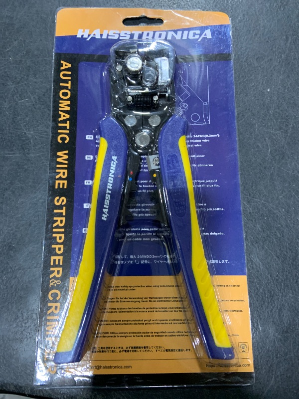Photo 1 of haisstronica Self-Adjusting Wire Stripper, 3 in 1 Stripper/Cutter/Crimping Heavy Duty Automatic Electrical Wire Strippers for 10-24 AWG