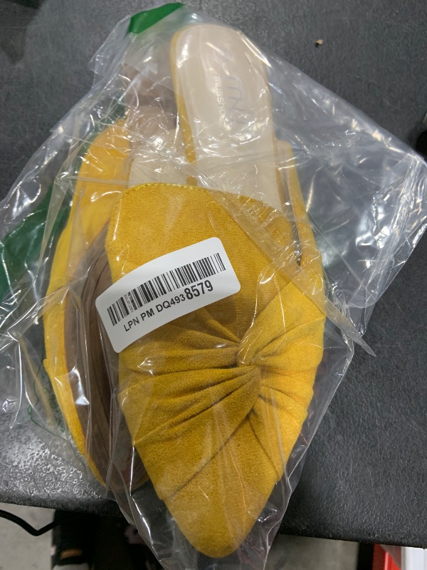 Photo 1 of MUSSHOE Mules for Woman Shoes Pointed Toe Slip On Women Flats Backless Loafers with Knot Dressy Comfy Yellow 7.5
