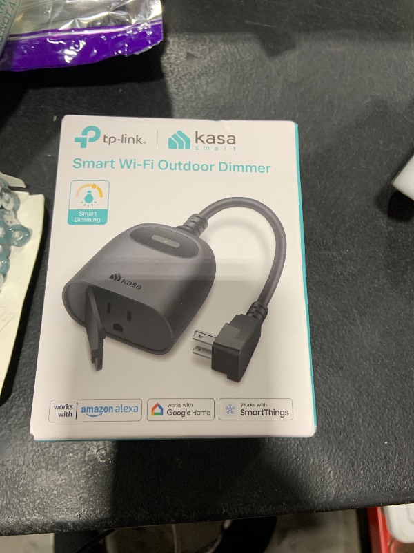 Photo 1 of Kasa Outdoor Smart Dimmer Plug, IP64 Plug- in Dimmer for Outdoor String Lights, Compatible with Alexa, Google Assistant & SmartThings, Long Wi-Fi Range 2.4Ghz, No Hub Required, ETL Certified(KP405)
