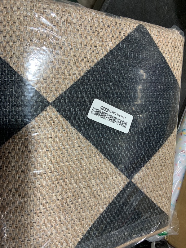 Photo 1 of Lahome Checkered Easy Jute Runner, 2x6 Kitchen Runner Rug Non Slip Washable Outdoor Rug for Entryway Indoor, Checkerboard Black Indoor Outdoor Carpet for Hallway 6ft Entry Front Door