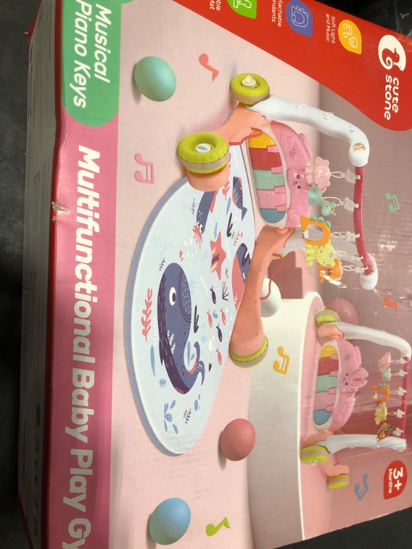 Photo 1 of CUTE STONE Baby Play Mat Activity Gym, Baby Gym Playmat with Play Piano, Baby Learning Walker for Girls, Tummy Time Mat for Infant, Activity Center for Babies Newborn