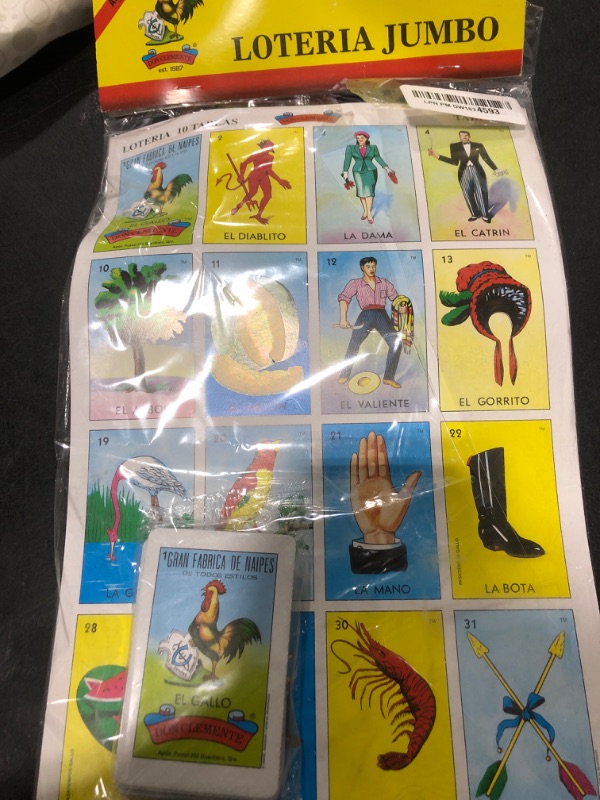 Photo 1 of Loteria Authentic Mexican Game, Bingo Game with Colorful Illustrated Cards, Don Clemente Brand (10 Tablas Jumbo (10 Boards Jumbo))