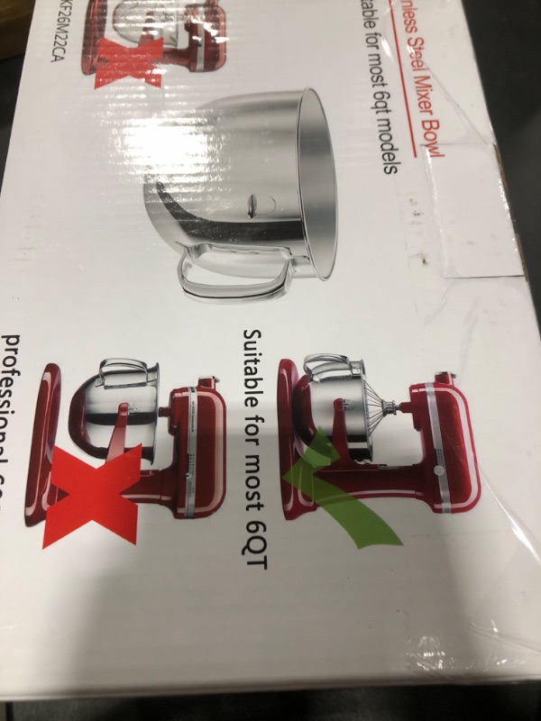 Photo 1 of 6QT Stainless Steel Mixer Bowl for Kitchenaid Stand Mixers, Kitchen Aid Mixing Bowl for 6QT Lift Mixer with Handle