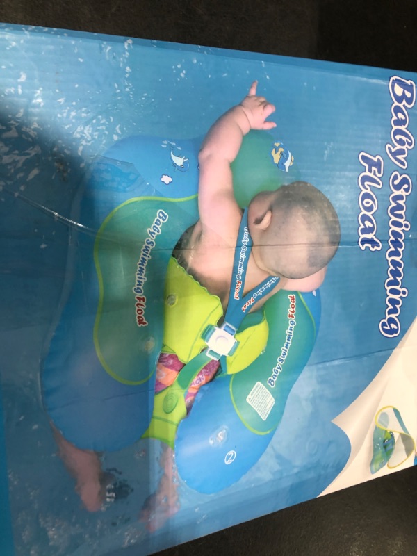 Photo 1 of Free Swimming Baby Inflatable Baby Float with Sun Canopy Size Improved Infant Pool Floaties Swimming Pool Toys for The Age of 3-36 Months (Blue, Large)
