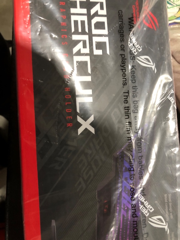 Photo 1 of ASUS ROG Herculx Graphics Card Anti-Sag Holder Bracket (Solid Zinc Alloy Construction, Easy Toolless Installation, Included Spirit Level, Adjustable Height, Wide Compatibility, Aura Sync RGB)