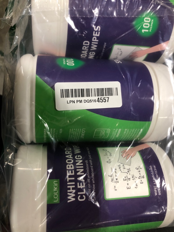 Photo 1 of Loukin Whiteboard Cleaning Wipes, Dry Erase Board Cleaning Wipes, Non-toxic Whiteboard Wipes, 100 Wipes per Canister, 3 Packs
