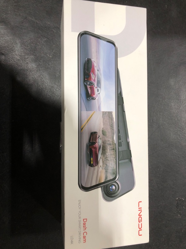 Photo 1 of LINGDU 12" 4K Ultra HD Rear View Mirror Camera with 64GB Card 5G WiFi GPS Voice Control, 4K+1080P Front and Rear View Dual Dash Cam, Loop Recording, G-Sensor, WDR Night Vision, 24H Parking Mode