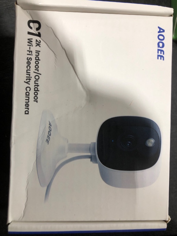 Photo 1 of AOQEE 2K Security Camera Outdoor-2.4Ghz WiFi Indoor Camera with Phone App for Baby/Pet/Dog Monitoring, Color Night Vision with Motion Alert, 24/7 SD Recordings, Works with Alexa/Google Home, C1-White