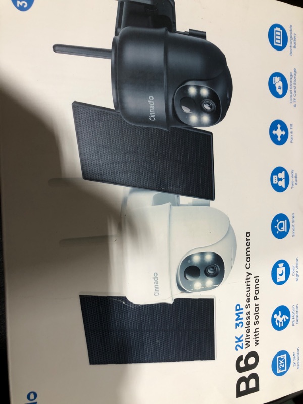 Photo 1 of Cinnado 2K Cameras for Home Security-2.4G WiFi Outdoor Camera Wireless Solar/Battery Powered, 360° Viewing, Human Detection, Color Night Vision, Cloud/SD Storage B6 (B6-White-3pack-2.4G)