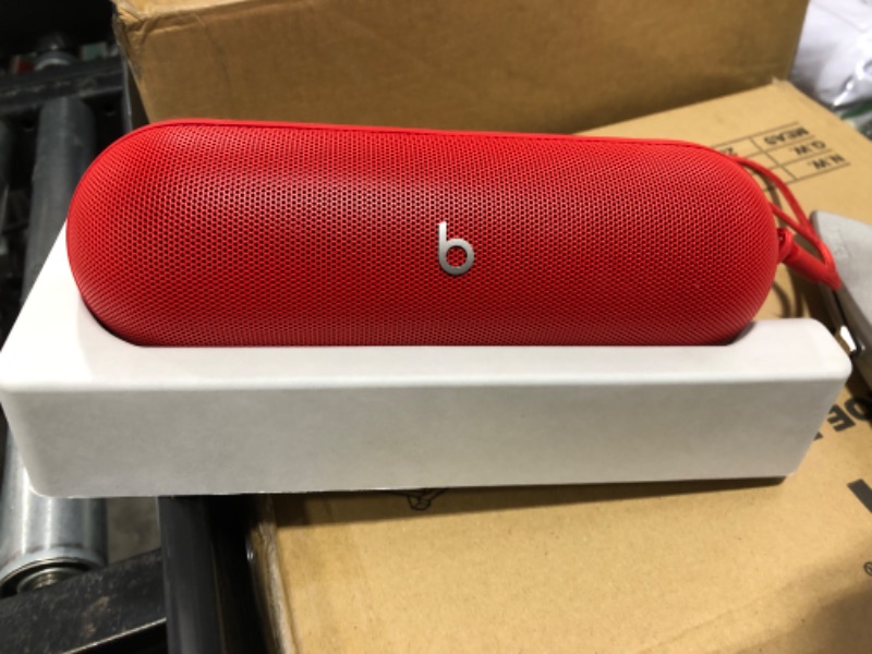 Photo 1 of Beats Pill - Portable Bluetooth Speaker - Up to 24H Battery Life, Water Resistant, Bluetooth, Apple & Android Compatible, Seriously Loud Sound for Home, Outdoor and Travel – Statement Red