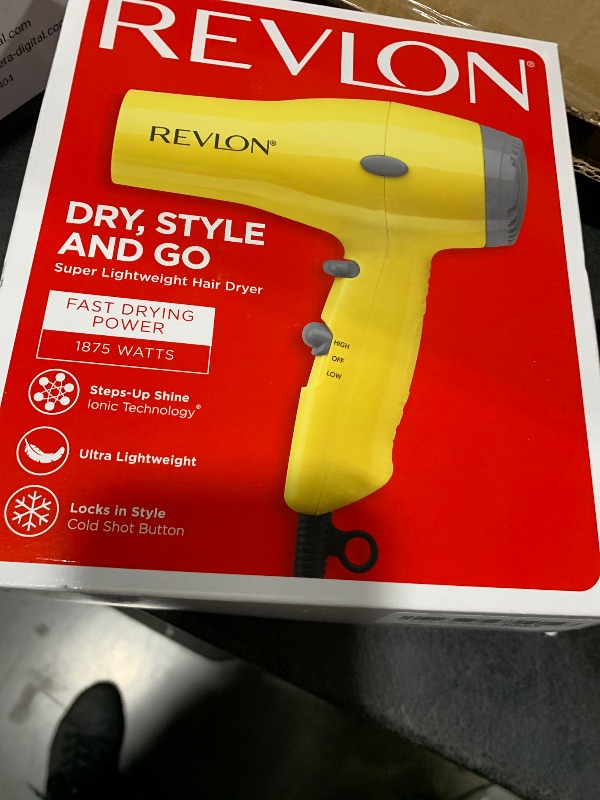 Photo 1 of REVLON Compact Hair Dryer | 1875W Lightweight Design, Perfect for Travel, (Yellow)