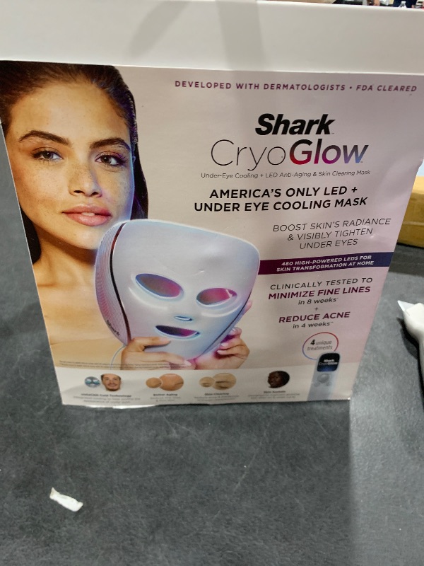 Photo 1 of Shark CryoGlow LED Face Mask (FSA/HSA Eligible*) with Under-Eye Cooling, Anti-Ageing & Blemish Repair, Red & Blue LED, Infrared Light Therapy, USB-C, Remote Control, Storage Bag, Blue Frost, FW312