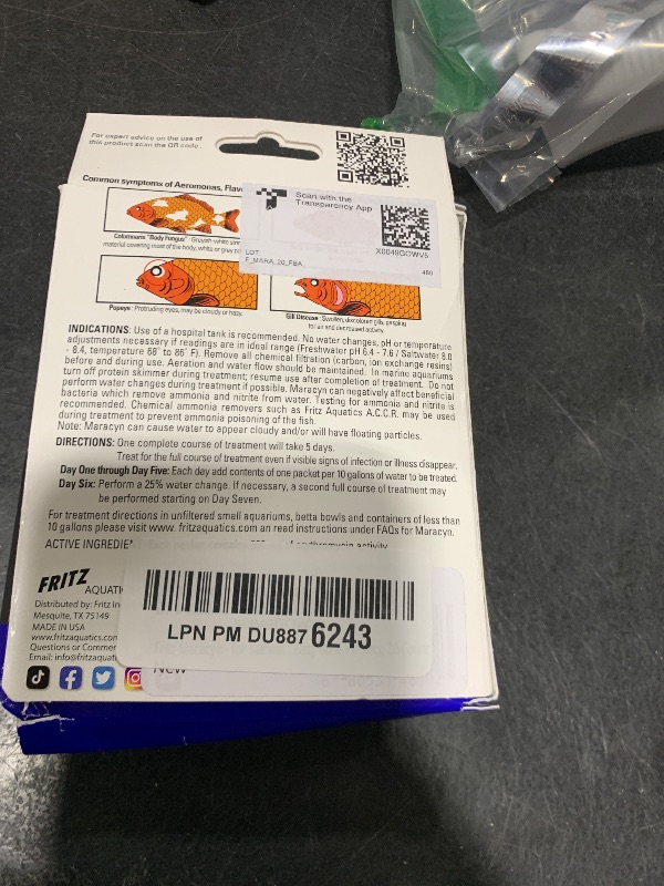 Photo 1 of Fritz Maracyn - for Saltwater and Freshwater gram-Positive Relief from Bacterial gil, Popeye, More - Easy dose Packets, 20 Count