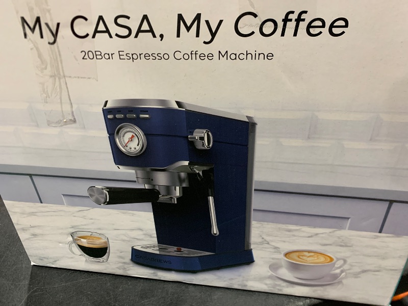 Photo 1 of CASABREWS Espresso Machine 20 Bar, Professional Espresso Maker with Milk Frother Steam Wand, Espresso Coffee Machine with 34oz Removable Water Tank, Sapphire Blue