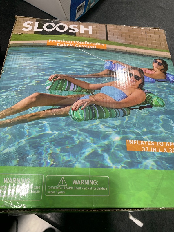 Photo 1 of Sloosh Pool Floats Chairs Adult, 2 Packs Inflatable Pool Lounge Chairs,Blow up Hammock Pool Noodles Floats for Adults,Stripe Pattern Floating Water Chair for Pool Lake River(Stripe)