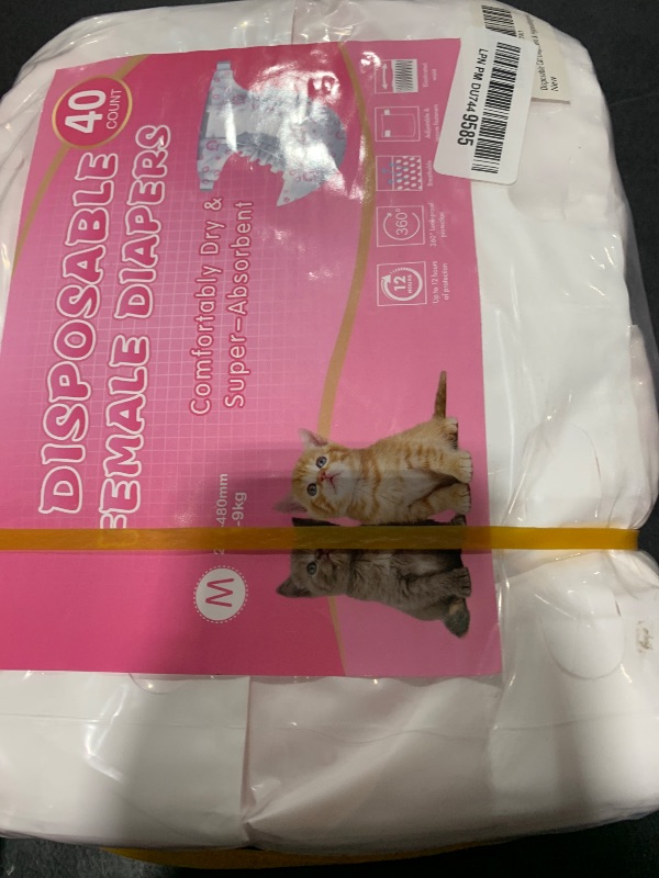 Photo 1 of Disposable Cat Diapers, 40 Count – Perfect for Both Male and Female Cats, for Elderly, (M) Incontinent, or Post-Surgery Cats and Dog – Leak-Proof, Super Absorbent & Hypoallergenic Pet Diapers