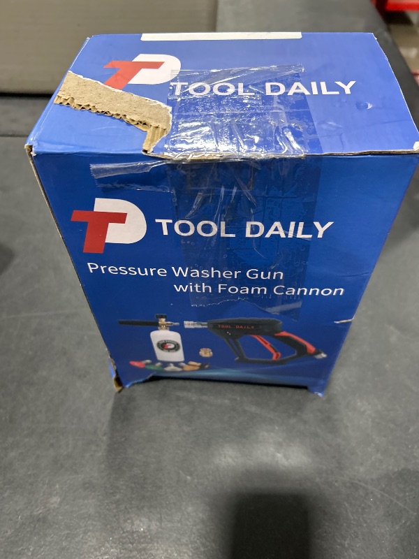 Photo 1 of Tool Daily Short Pressure Washer Gun with Foam Cannon, 1/4 Inch Quick Connector, with 5 Pressure Washer Nozzle Tips, 1 Liter