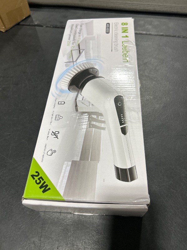 Photo 1 of Leebein Electric Spin Scrubber, Cordless Cleaning Brush with 8 Replaceable Brush Heads, Tub and Floor Tile 360 Power Scrubber Dual Speed with Adjustable & Detachable Handle for Bathroom Kitchen Car