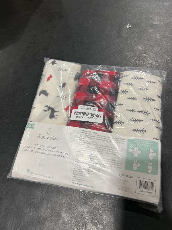 Photo 1 of The Peanutshell Baby Swaddle Blankets Set of 3 - Swaddles Baby Boy Sleep Sack for Newborn, Baby Swaddles Newborns Sack 0-3, 3-6 Month Baby Swaddles, Soft & Breathable Cotton - Red Woodland (S/M)