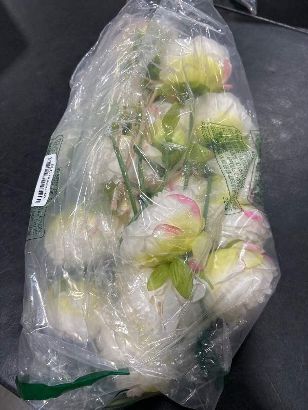 Photo 1 of U'Artlines 20 Heads Artificial Peony Silk Flower Leaf Home Office Wedding Party Festival Bar Decor (Cream White)