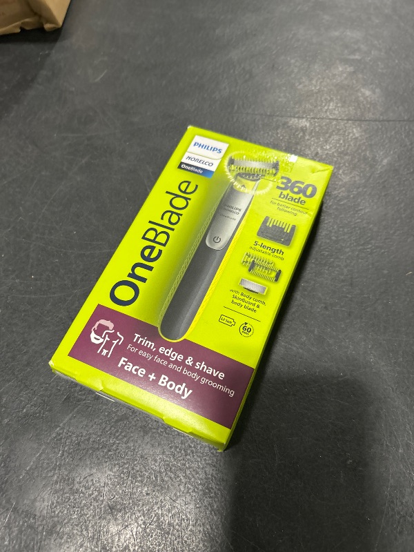 Photo 1 of Philips Norelco OneBlade 360 Hybrid Face + Body, Electric Beard Trimmer, Shaver and Body Groomer, with 360 Blade Technology, 1x 360 Blade for Face, 5in1 Adjustable Comb, 1x Body Kit, Model QP2834/70