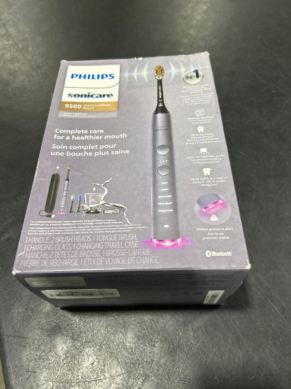 Photo 1 of Philips Sonicare DiamondClean Smart 9500 Electric Toothbrush, Sonic Toothbrush with App, Pressure Sensor, Brush Head Detection, 5 Brushing Modes and 3 Intensity Levels, Grey, Model HX9923/41