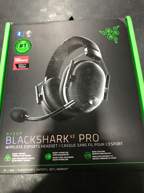 Photo 1 of Razer BlackShark V2 Pro Wireless Gaming Headset 2023 Edition: Detachable Mic - Pro-Tuned FPS Profiles - 50mm Drivers - Noise-Isolating Earcups w/Ultra-Soft Memory Foam - 70 Hr Battery Life - Black