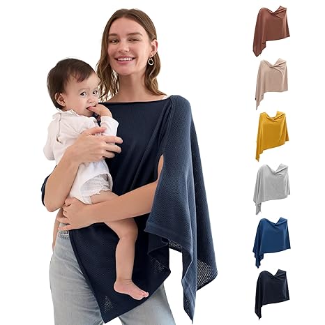 Photo 1 of Breathable Nursing Cover Up for Breastfeeding - Privacy Nursing Covers - Newborn Essentials Must Haves - Improved Ponchy by Gold Mamas - Ebony
