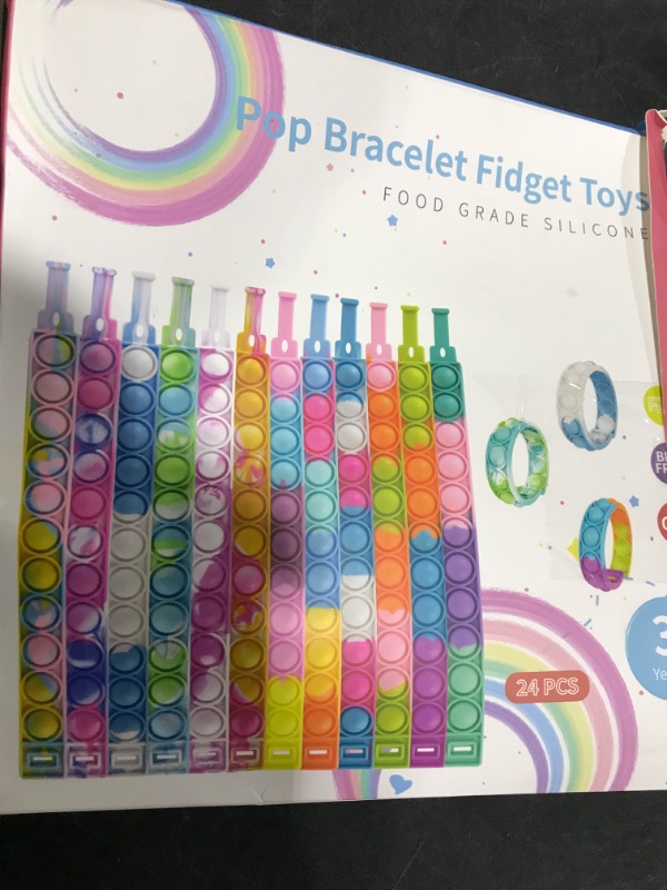 Photo 1 of Pop Bracelets Fidget Toys Bulk Its 24 Pack Party Favors for Kids Pop Fidget Bracelet It Fidget Toy Fidgets for Classroom Prizes End of Year Student Gifts Birthday Goodie Bag Stuffers Toys for Girl Boy