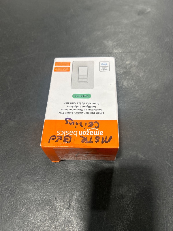 Photo 1 of Amazon Basics Smart Dimmer Switch, Single Pole, Works with Alexa Only, 2.4 GHz Wi-Fi, No Hub Required, White
