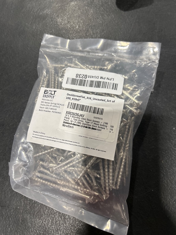 Photo 1 of 10 x 3 Stainless Steel Deck Screws - (100 Pack) - Torx Drive, Type 17 Wood Cutting Point, 18-8 (305) Stainless Deck Screws - Hidden Fasteners, Corrosion Resistant Stainless Screws by Bolt Dropper