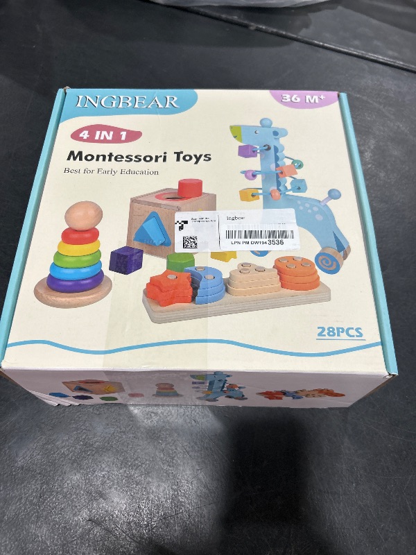 Photo 1 of Ingbear 4-in-1 Wooden Montessori Toys for 1+ Year Old - Educational Sensory Toys for Toddlers Aged 1-3 - Baby Learning Toys for Boys and Girls, Christmas Birthday Gifts