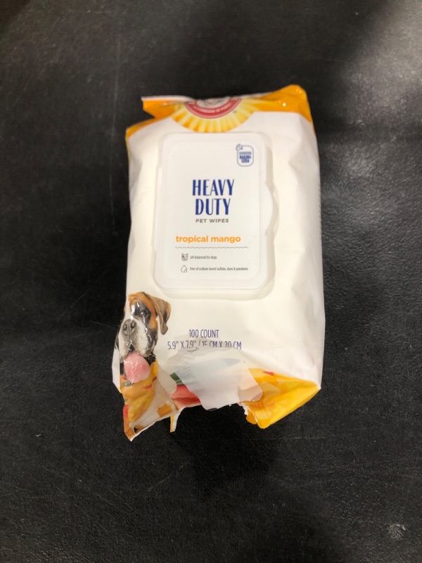 Photo 1 of Arm & Hammer for Pets Heavy Duty Multipurpose Dog Bath Wipes, Mango Scent - Grooming Dog Wipes for Butt, Paw Wipes for Dogs, Dog Deodorant and Odor Eliminator, Pet Cleaning Wipes, 100 Count